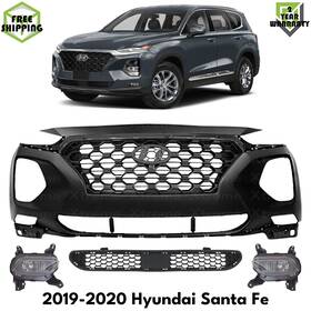 16483773 Us Prime Autoparts Front Bumper Cover Paintable And Fog Lights Kit For 2019-2020 Hyundai Santa Fe