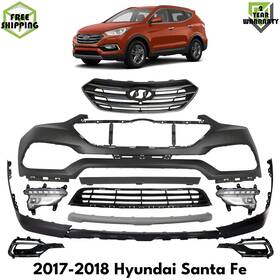 17802752 Us Prime Autoparts Front Bumper Cover Primed And Grille Assembly For 2017-2018 Hyundai Santa Fe