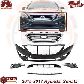 002615 Uselitecarparts Fits 2015-2017 Hyundai Sonata Front Bumper Cover Kit With Upper Lower Grille