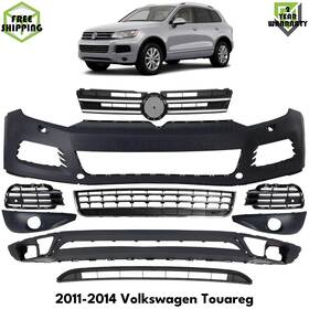 12734478 Uselitecarparts Front Bumper Cover Primed And Grille Assembly Kit For 2011-2014 Volkswagen Touareg