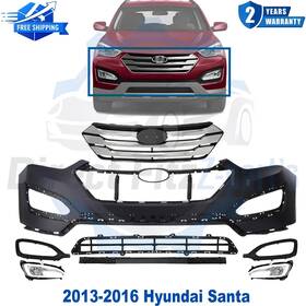 13730539 Uselitecarparts Front Bumper Cover And Foglight Assembly Kit For 2013-2016 Hyundai Santa