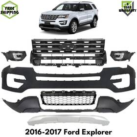 14265727 Usprimeautoparts Front Bumper Cover Primed And Grille Assembly Kit For 2016-2017 Ford Explorer
