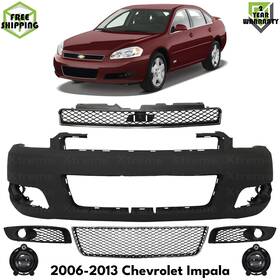 9596488 Usprimeautoparts Front Bumper Cover Paintable And Fog Lights Kit For 2006-2013 Chevrolet Impala