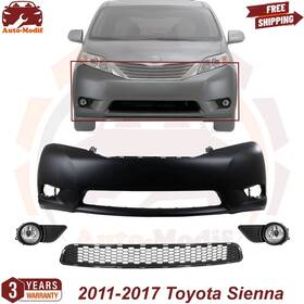 12734221 Xtreme Type Us Front Bumper Cover Primed And Lower Grille For 2011-2017 Toyota Sienna