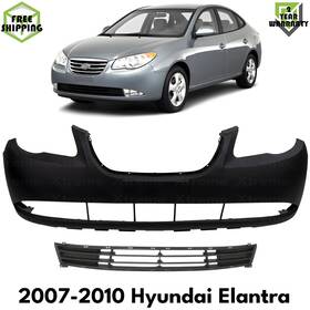 12817088 Xtreme Type Us Front Bumper Cover Primed Plastic And Grille For 2007-2010 Hyundai Elantra