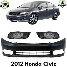 13439290 Xtreme Type Us Front Bumper Cover Primed Plastic And Fog Lights Assembly Kit For 2012 Honda Civic