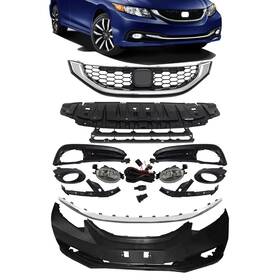 5536316 Xtreme Types Wholesale Front Bumper Cover Grille Fog Light Bracket Set For 2013-2015 Honda Civic Sedan