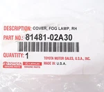 Genuine Oem Toyota 81481-02A30 Passenger Front Fog Lamp Bezel 2020-2022 Corolla. Fixed Price $82.32.