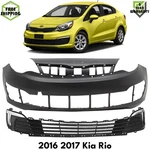Front Bumper Cover Primed Plastic & Grille For 2016 2017 Kia Rio. Fixed Price $620.00.