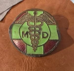 Vintage Copper Enameled Md Medical Doctor Car Grill License Badge Emblem Shaped. Fixed Price $75.00.
