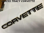 1984-1990 Corvette Repro Rear Bumper Emblem Tan 3 Tabs. Fixed Price $51.00.