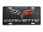 Chevrolet Corvette Racing Flags Embossed Metal License Plate. Fixed Price $12.88.