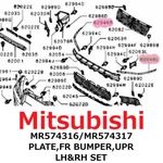 New Mitsubishi Genuine Lancer Plate,fr Bumper,upr Lh&rh Set MR574316/MR574317. Fixed Price $179.99.