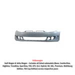 Front Bumper Cover Primed For 2010-2014 Vw Jetta Golf Wagon With Fog Light Holes. Fixed Price $251.69.