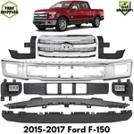 Front Bumper Face Bar Chrome Steel & Grille Assembly 2015-2017 Ford F-150. Fixed Price $1080.00.