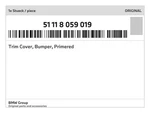 Genuine Bmw Trim Cover, Bumper, Primered 51-11-8-059-019 New. Fixed Price $667.02.
