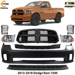 Front Bumper Cover Primed & Headlights Assembly Kit For 2013-2018 Dodge Ram 1500. Fixed Price $705.84.