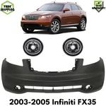 Front Bumper Cover Primed Plastic & Fog Lights Kit For 2003-2005 Infiniti FX35. Fixed Price $650.00.