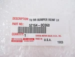 Genuine Oem Toyota 52164-0C060 Left Rear Upper Bumper Corner Cover 14-20 Tundra. Fixed Price $53.33.