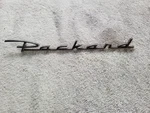 1955 - 1956 Packard 448671 Four Hundred Quarter Fender Gold Tone Script Emblem. Fixed Price $65.00.
