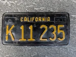 1963 California Commercial Truck License Plate K11235. Fixed Price $8.95.