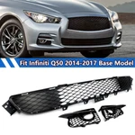 Front Bumper Lower Grille W/ Fog Light Covers For 2014-17 Infiniti Q50 All Black. Fixed Price $73.09.