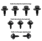 64-81 Gm Gto Camaro 442 Chevelle Gsx Rear Trunk Deck Lid & Latch Bolts 9PC. Fixed Price $17.95.