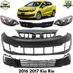 Front Bumper Cover Primed Plastic & Headlights Kit For 2016 2017 Kia Rio. Fixed Price $1120.00.