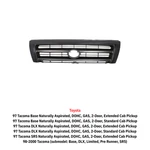 1998-2000 Toyota Tacoma Black Grille Plastic Shell & Insert TO1200211. Fixed Price $56.81.