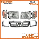 New Bumper Grille + Headlights Corner Lamps For 98-2000 Nissan Frontier. Fixed Price $235.50.