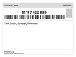 Genuine Bmw Trim Cover, Bumper, Primered 51-11-7-422-899 New. Fixed Price $1014.54.