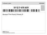Genuine Bmw Bumper Trim Panel, Primed, 51-12-7-475-601 New. Fixed Price $961.75.