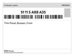Genuine Bmw Trim Panel, Bumper, Front 51-11-5-A88-A35 New. Fixed Price $1080.93.