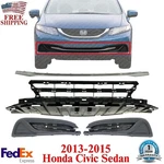 Front Bumper Grille + Molding Fog Light Covers For 2013-2015 Honda Civic Sedan. Fixed Price $125.94.