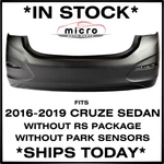 2016-2019 Chevy Cruze Sedan Rear Bumper Cover Oem Primed W/o Sensor 19354103. Fixed Price $279.00.