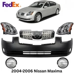 Front Bumper Cover Primed Plastic & Headlights Kit For 2004-2006 Nissan Maxima. Fixed Price $902.40.