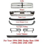 Front Bumper Chrome Kit + Grille Fog Lamp Moldings For 1994-01 Dodge Ram 1500. Fixed Price $855.86.