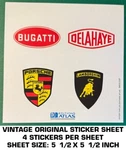 Bugati - Delahaye Porsche Lamborghini Vintage Original Decal Sticker Sheet. Fixed Price $5.87.