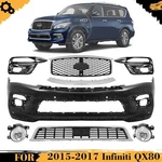 Front Bumper Cover Primed & Grille Kit For 2015-2017 Infiniti QX80. Fixed Price $1084.89.