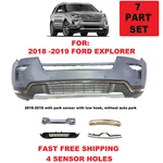 2018 2019 Ford Explorer Front Bumper Cover Set Upper Lower With Park Sensors. Fixed Price $599.00.