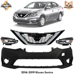 Front Bumper Cover Fascia & Grille Assembly Kit For 2016-2019 Nissan Sentra. Fixed Price $376.20.