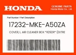 Honda Genuine Cover, L. Air Cleaner Box *R292R* (extreme Red) 17232-MKE-A50ZA. Fixed Price $39.02.