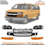 Front Grille Assembly + Headlight Kit For 2003-21 Chevy Express / Gmc Savana. Fixed Price $390.90.