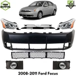 Front Bumper Cover Primed Plastic & Headlights Kit 2008-2011 Ford Focus. Fixed Price $480.00.