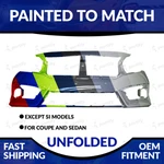 New Painted To Match Unfolded Front Bumper For 2016 2017 2018 Honda Civic Usa. Fixed Price $278.98.