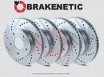 Front+rear Brakenetic Sport Drilled Slotted Disc Rotors BSR75281. Fixed Price $354.00.
