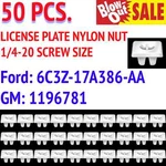 License Plate Nylon Nut 1/4-20 Screw Size Gm 1196781 , Ford 6C3Z-17A386-AA 50PC. Fixed Price $8.28.