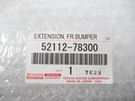 Genuine Oem Toyota Lexus 52112-78300 Front Bumper Cover Spacer Panel. Fixed Price $117.00.