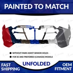 New Painted Unfolded Front Bumper W/o Sensor Holes 2020-2022 Hyundai Sonata. Fixed Price $506.98.