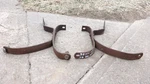 1938 Ford Standard Rear Bumper Brackets / Mounts Original Pair '38 Deluxe Coupe. Fixed Price $325.00.